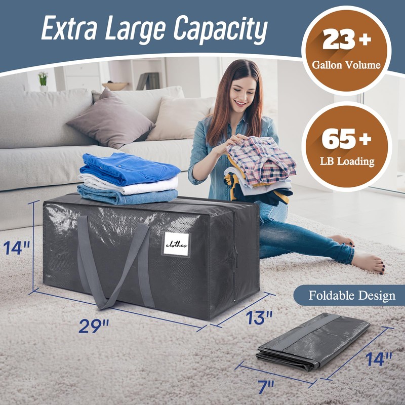6 Pack Extra Heavy Duty Large Moving Bags with Strong