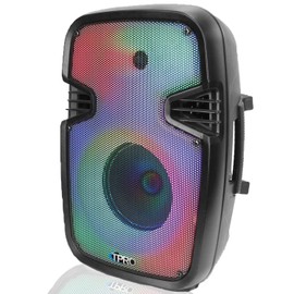 Technical Pro 800 Watts Portable Bluetooth Speaker Rechargeable 8 Inch Two Way Loudspeaker with SD USB Microphone Inputs, LED Visual Effects Glow Wall