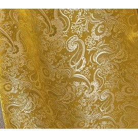 Wowfabric4less123 Yellow Gold  Paisley Metallic Brocade Fabric 60” Width Sold By The Yard
