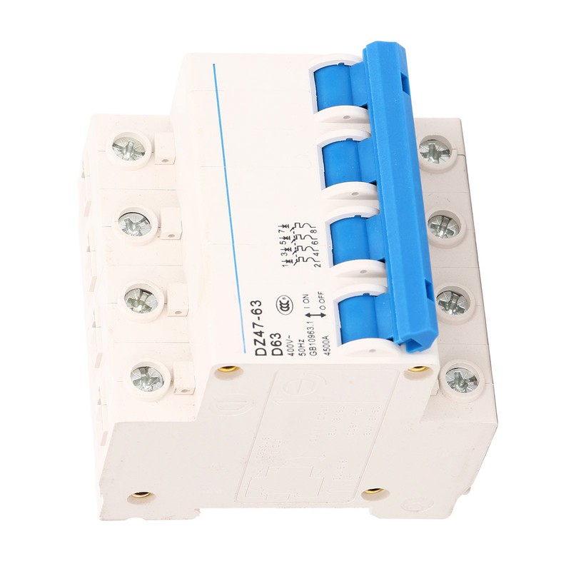 4P Miniature Circuit Breaker DIN Rail Mount Low Voltage Overload
