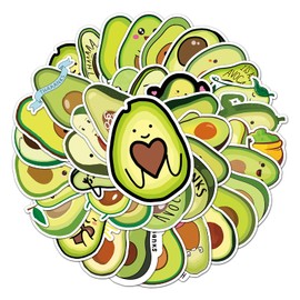 Avocado Stickers for Laptop (Pack of 50), Gift for Children, Teenagers, Adults, Boys, Avocado Stickers, Waterproof Vinyl Stickers for Scrapbooking, Skateboard, Car, Luggage