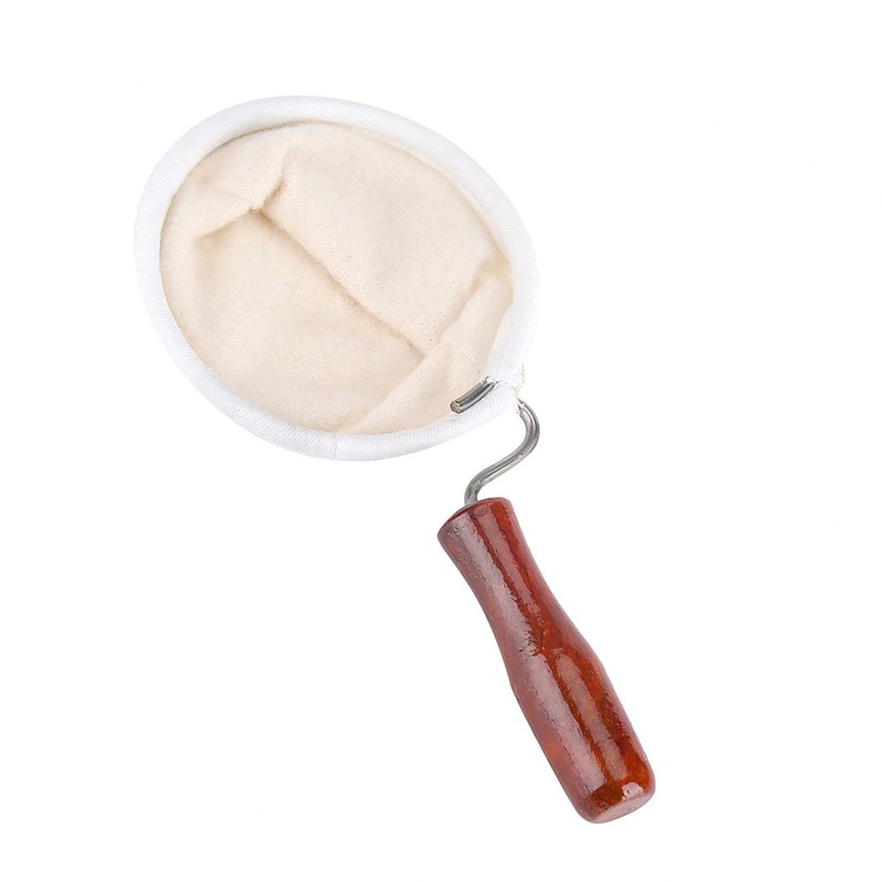 Reusable Washable Flannel Fabric Coffee Strainer with Wooden Handle Coffeesock