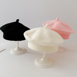 Cute Knitted Baby Beret Hat for Girls - Spring/Fall Newborn Style lf3477 Free Size / 6-36 Months Orange Beret 3ea