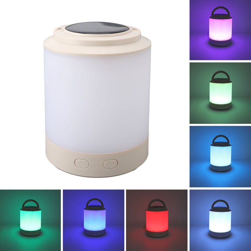Solar Camping Lantern PP ABS Warm Light RGB Portable Hanging