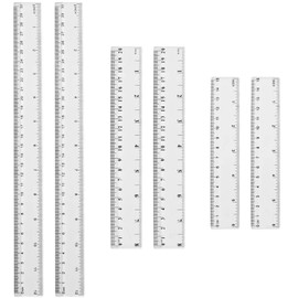 6 Pieces Clear Rulers, Straight Plastic Rulers Transparent Measuring Rulers for School Office Home 15 20 30 cm(6 8 12 Inch)