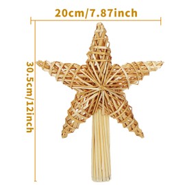 Christmas Tree Topper Star Topper, 20 x 30.5 cm, Large Straw Star, Christmas Tree Topper Star Made of Natural Straw, Tree Topper Star, Christmas Handmade for Christmas Tree Decorations