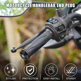 TUCKBOLD Motorcycle Handlebar End Plugs Aluminum Alloy 7/8" 22mm 32mm OD Fashionable | Front Handlebar Grip Cap Gear Balance Plug Black 2pcs