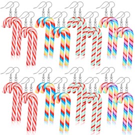Remuuly 16 Pairs Christmas Earrings Candy Cane Dangle Earrings for Women Xmas Hook Jewelry Earrings Cute Earrings Dangle Drop Cute Jewelry for Girls Winter Holiday Festive Gifts