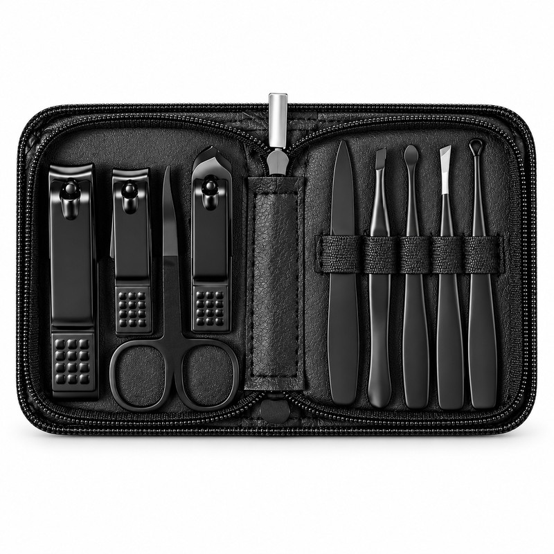 9-Piece Nail Clipper Set – Stainless Steel Manicure & Pedicure