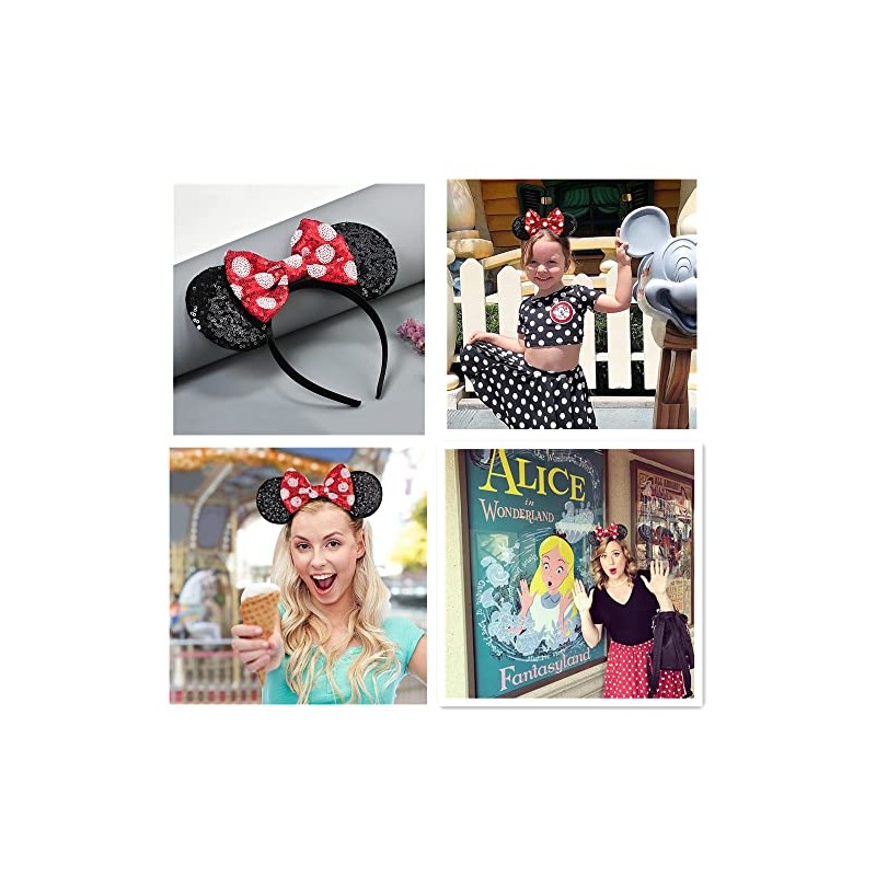 Mouse Ears Bow Headbands for Kids Girls Women