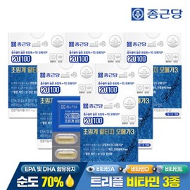Jongkundang 종근당 20100 초임계 알티지 오메가3 30캡슐 6박스 / 순도70% 혈행 건조한 눈 Jongkundang 20100 Supercritical RTG Omega 3 30 Capsules 6 Boxes / 70% Purity Blood Circulation Dry Eyes