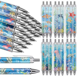Chuangdi 24 Pcs Under Sea Ballpoint Pens Ocean Themed Party Favors Gifts Retractable Fish Shark Pens Black 1.0 mm Plastic Sea Animal Gel Ink Replaceable Pen Medium for Party Souvenirs(Ocean Style)