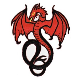 Flying Dragon Red Black Iron-On or Sew On Patch Children Iron-On Patch Iron-On Patch for Clothes Embroidered Iron-On Patch Applique Wings Dragon Patch Size 8.4 x 10.2 cm