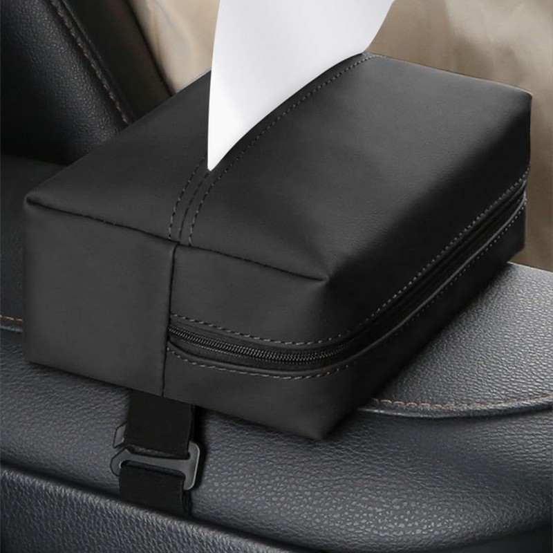 Car Tissue Holder,Leather Car Tissue Face Mask Box with Adjustabe