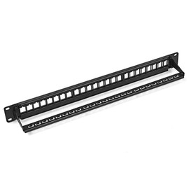 NavePoint 24-Port CAT6 UTP Patch Panel 1U with Keystones, Black