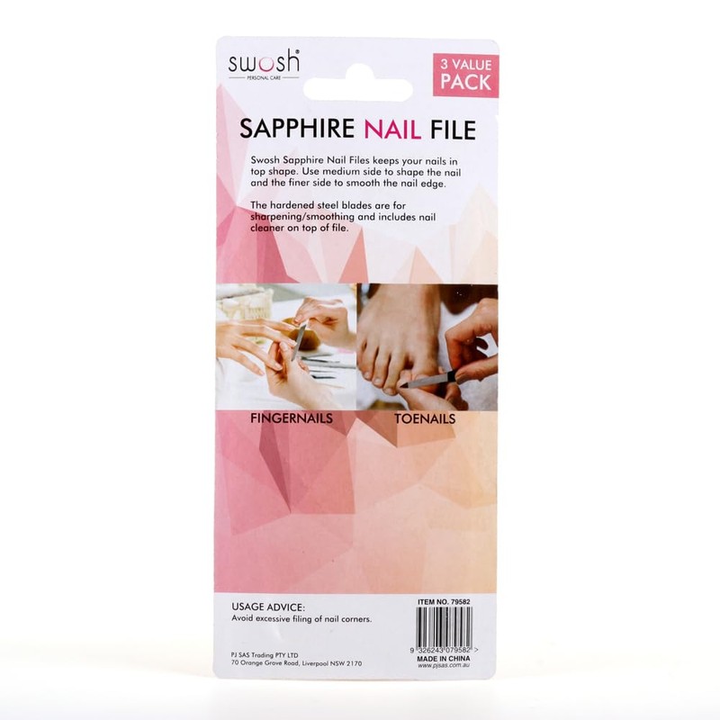 Swosh Sapphire Nail Files (Pack of 3)