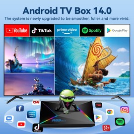 EASYTONE Android TV Box 14.0 2025, 4GB RAM 32GB ROM Android 14 TV Box 4K 8K WIFI6 1000M Ethernet Smart TV Boxes HDR10 R69 Plus H728 Octa-core TV Boxes Support 3D 2.4G 5.8G Dual WiFi BT5.0 USB 3.0