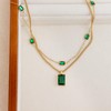 Frigotine 3PCS Gold Emerald Pendent Choker Layered Necklace for Woman,