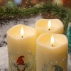 Eywamage Fiber Optic Christmas Flameless Pillar Candles with Remote, Snowflakes
