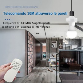 QIACHIP Wireless Lamp Holder E27 with Remote Control, Wireless Light Switch Kit 230 V Lamp Feet Socket E27 Lamp Base Adapter with Timer