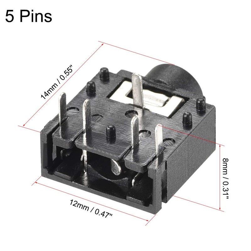 sourcing map 3.5mm Headphone Jack Female Audio Socket Connector Stereo
