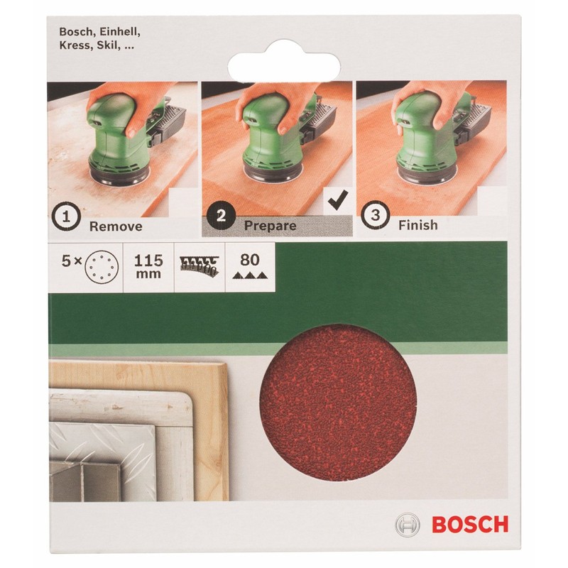 Bosch 2609256A17 Sanding Sheet Set for Random Orbit Sanders (5-Piece)