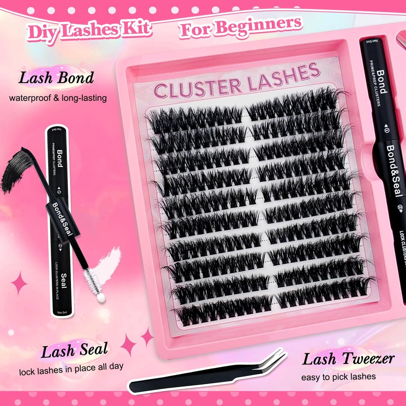 200 Pieces DIY Eyelash Extensions Set, 8-16 mm, Mixed Fluffy