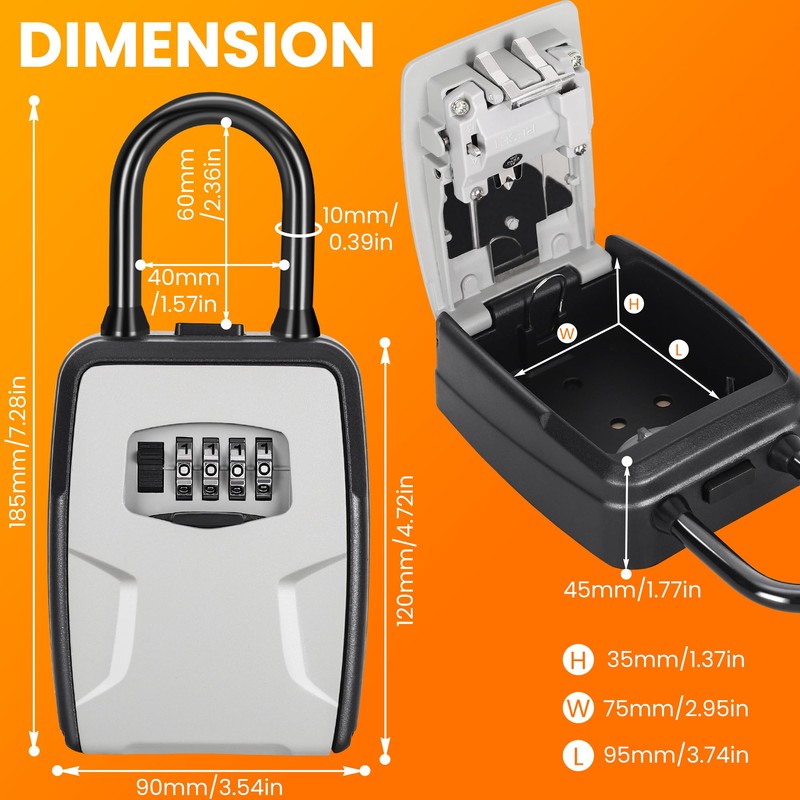 Fayleeko Portable Key Lock Box, Lock Box Wall Mounted for
