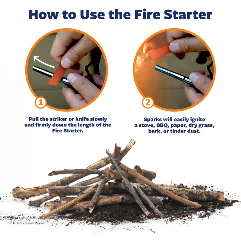 Prep-Right Survival - Mini Alloy Ferrocerium Flint Fire Starter, Thick