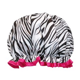 allydrew Reusable Women's Waterproof Shower Caps for Long Hair, Zebra