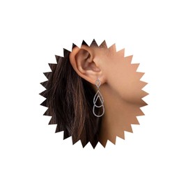 Wendalern Gold Drop Earrings CZ Diamond Drop Earrings Shiny Paved Rhinestone Geometric Earrings Elegant Wedding Bridal Earrings Jewellery for Women, Zinc, No Gemstone