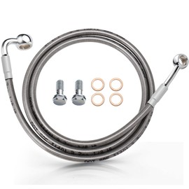MoKitDora 55" Front Brake Lines Stainless Steel Braided Oil Hose for 12" Handlebars Compatible with Harley 1997-2013 Touring Road King Road Glide Street Glide Electra Glide No ABS, Silver
