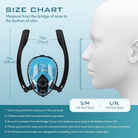 Snorkel Mask,Full face Diving mask,Double Tube Breath Separation,Anti Fog Anti Leak, 180 Degree Ultra Wide Angle,Suitable for Adults and Beginners (Black, L/XL)
