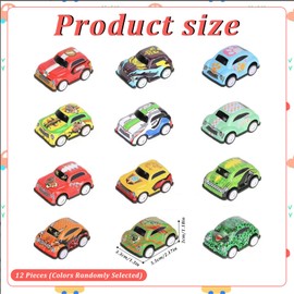 12 Pcs Pull Back Cars Toy, Mini Push and Go Toy Cars for Kids, Friction Powered Race Vehicles for Toddlers Ages 2 3 4 5, Fun Party Favors, Goodie Bag Fillers & Carnival Prizes