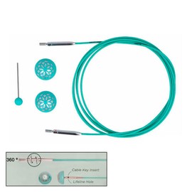 Knit Pro Mindful Swivel Ropes for Interchangeable Circular Knitting Needles, 360° Rotation Mechanism, (150 cm (Rope Length 126 cm)