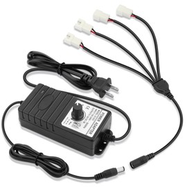 Wathai 2 Pin PC Fan Controller with Splitter 36W 12V Adjustable Power Supply with 4 Port Speed Control, 4-12V DC Adapter for Computer Cooling Fans 100-240V AC, 3A 2 Pin Compatible