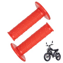 1 Pair eBike Handlebar Grips Compatible with Ridstar q20, 7/8" 22mm 24mm Motorcycle Hand Grips, Soft Rubber Motorcycle Grip, with Non-Slip Half Waffle, Red Grip for Dirt Bike, Bicycle Accessories