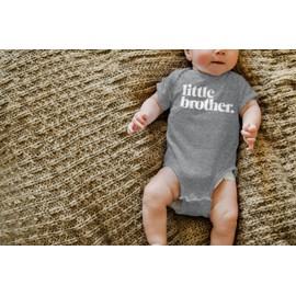 Olive Loves Apple Little Brother Bodysuit for Baby Boys Sibling Outfits Granite Heather Bodysuit 6 Months