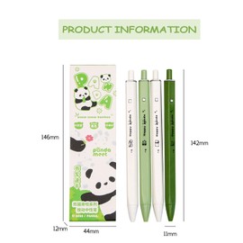 XIANFANG 4 PCS Panda Square Gel Pens, Adorable Cartoon Animal Pens with Black Ink, 0.5mm Fine Point Retractable Writing Pens for Office, School, Parties, and Gifts for Adults with a Pen Bag