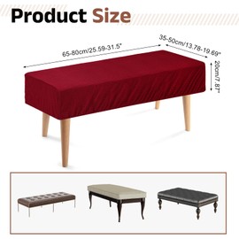 sourcing map Dining Bench Cover, Stretch Piano Long Bench Stool Slipcover, Rectangle Washable Seat Cushion Protector for Living Room, Bedroom and Kitchen, Red