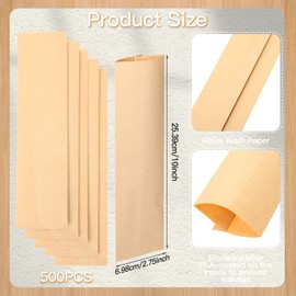 Geelin 500 Pcs Paper Silverware Bags 10" x 2-3/4" Kraft Utensils Sleeves for Restaurant Flatware Holder Unprinted Cutlery Bags Chopsticks Holder Christmas Wedding Party Tableware (Kraft Color)