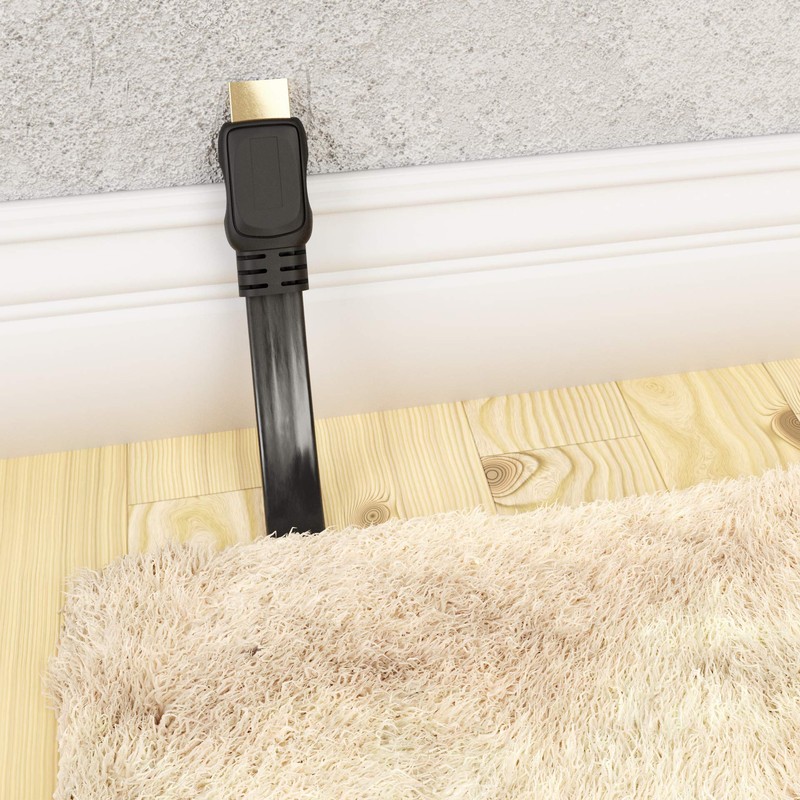 Goobay 31926 High Speed HDMI Flat-cable with Ethernet, Gold-plated, Black,