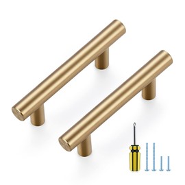 Ravinte 10 Pack Kitchen Cabinet Handles Champagne Bronze 2-1/2 Inch Hole Center Stainless Steel Pulls for Dresser Drawer Cupboard Handles with Screwdriver, 3-15/16 Inch Length