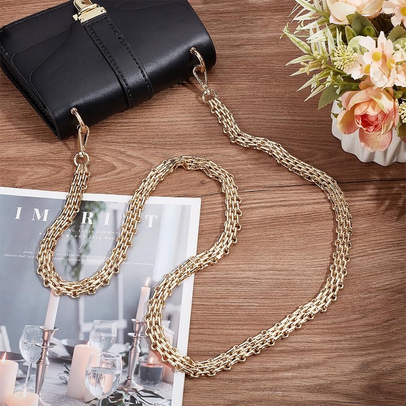Beebeecraft Purse Chain Strap Golden Metal Bag Replacement Chain Wide