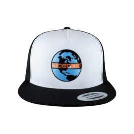Global Trucker Classic Snapback Trucker Baseball Hat Black/White/Black