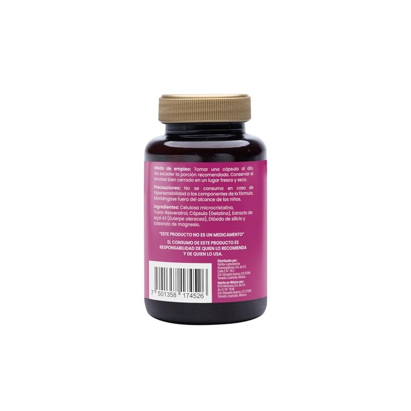 Trans Resveratrol Açaí Antioxidante Suplemento 30 Cápsulas