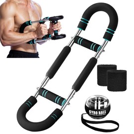 Blue Strong Twisted Arm Trainer 60-110LB, Adjustable Forearm Enhancer, Portable Home Fitness Spring Resistance for Physical Training, Equipped with Forearm Trainer Gyro Ball and Breathable Wristband