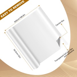 KEWUZY Plotter Film Textile White, 30.5 cm x 5 m Heat Transfer Vinyl Flex Film Rolls, Transfer Film Plotter Flex Film for Iron Hot Press, T-Shirts & More Fabrics, DIY Patterns