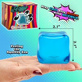 MUYMUT Stress Cube – 4-Pack High-Density Gel-Filled Ice Cube Squishy Fidget Toy for Anxiety Relief, Slow Rising, ADHD & Focus Aid, for Kids & Adults, 2.1", Blue, Purple, Pink & Green