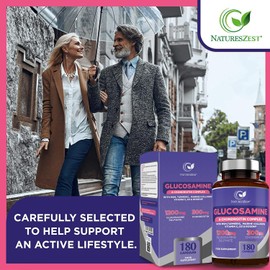 Glucosamine and Chondroitin High Strength Capsules – Glucosamine Complex with MSM, Vitamin C, Rosehip, Turmeric Curcumin & Marine Collagen – 180 Capsules – Made in the UK by Natures Zest